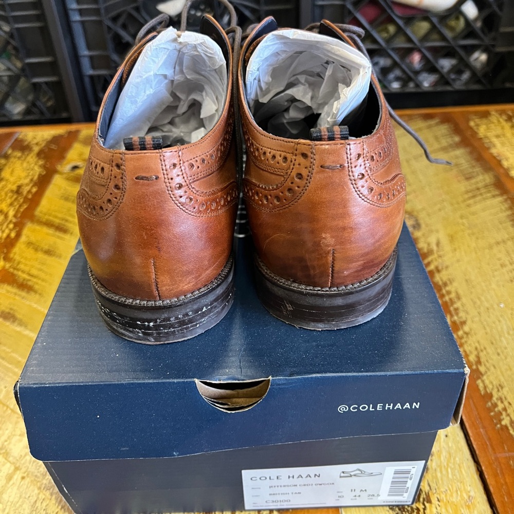 Cole Haan Men's Brown Leather Wingtip Derbys - Picture 3 of 9